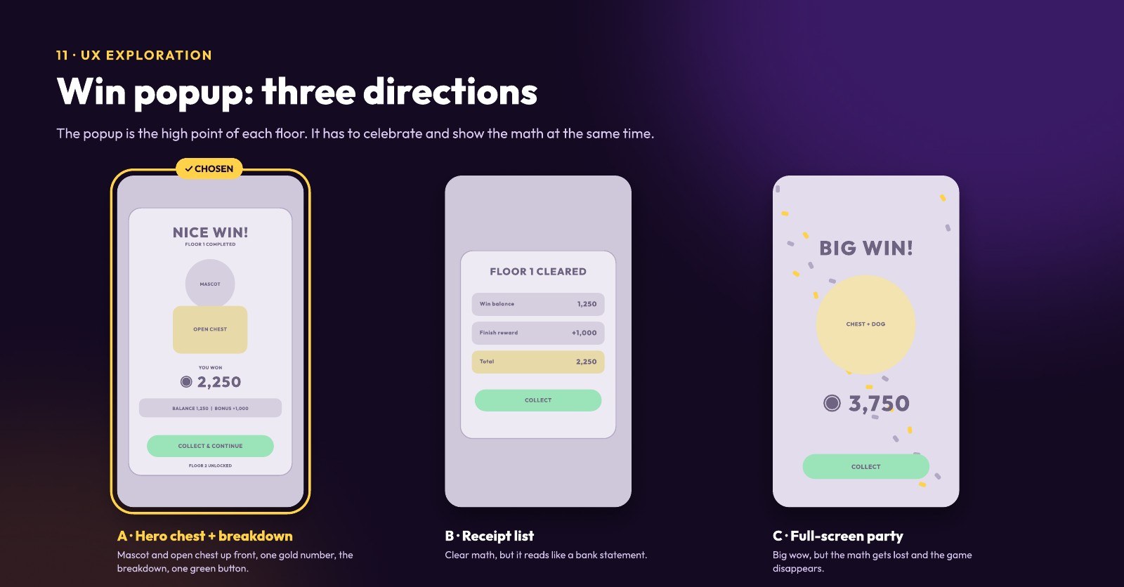 Three win popup directions