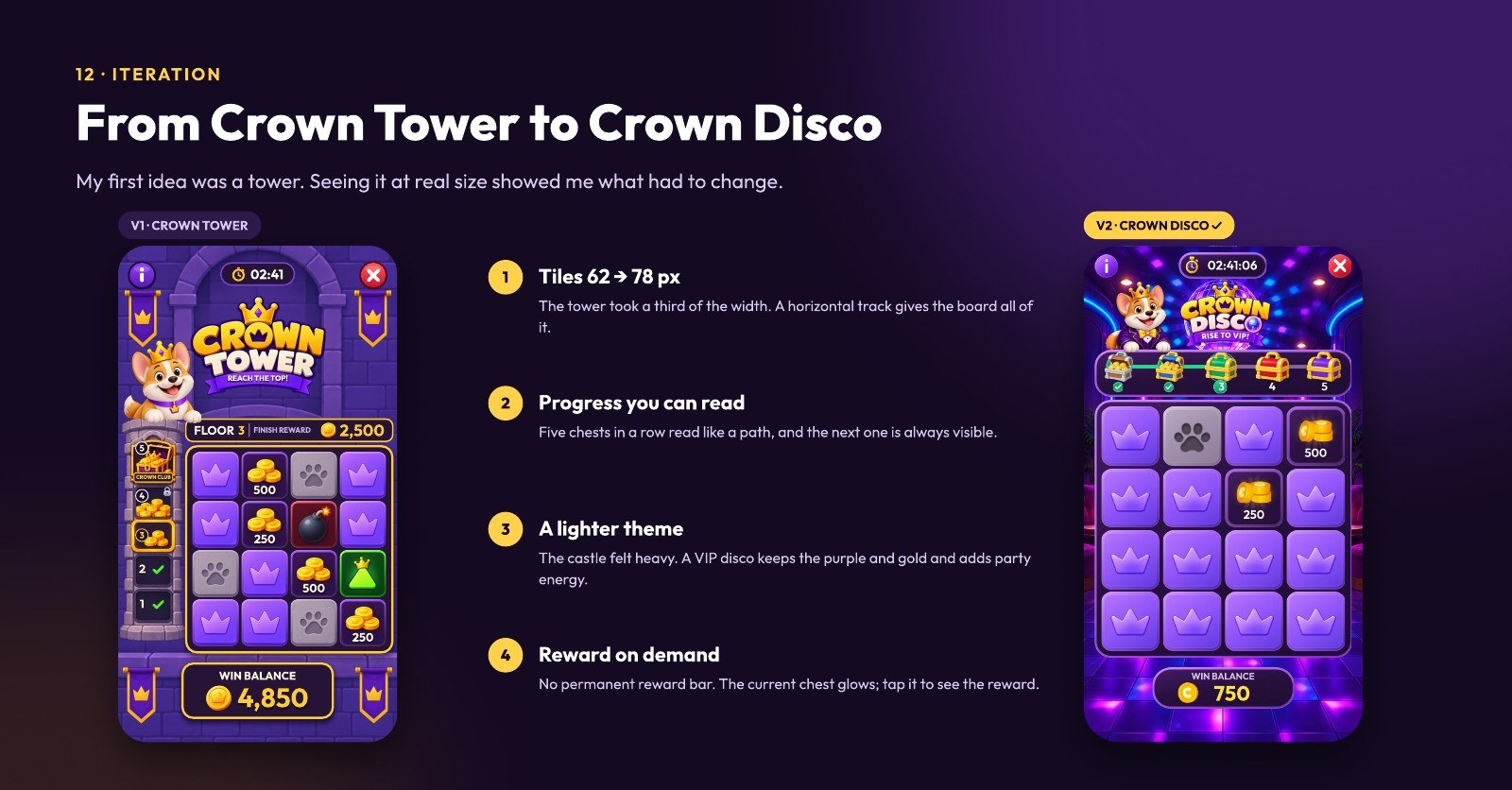 Version one, the tower, next to the final disco direction