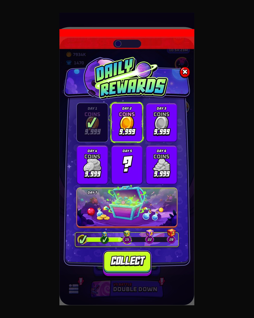 MoonStars — Daily Rewards screen