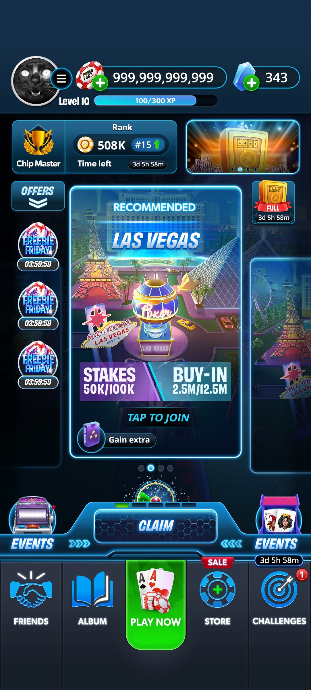 Pokerface — Events lobby